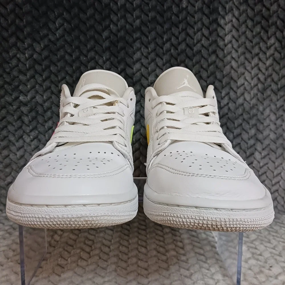 Air Jordan 1 Low White Multi Color Swoosh Men's Sneakers Shoes Size 8